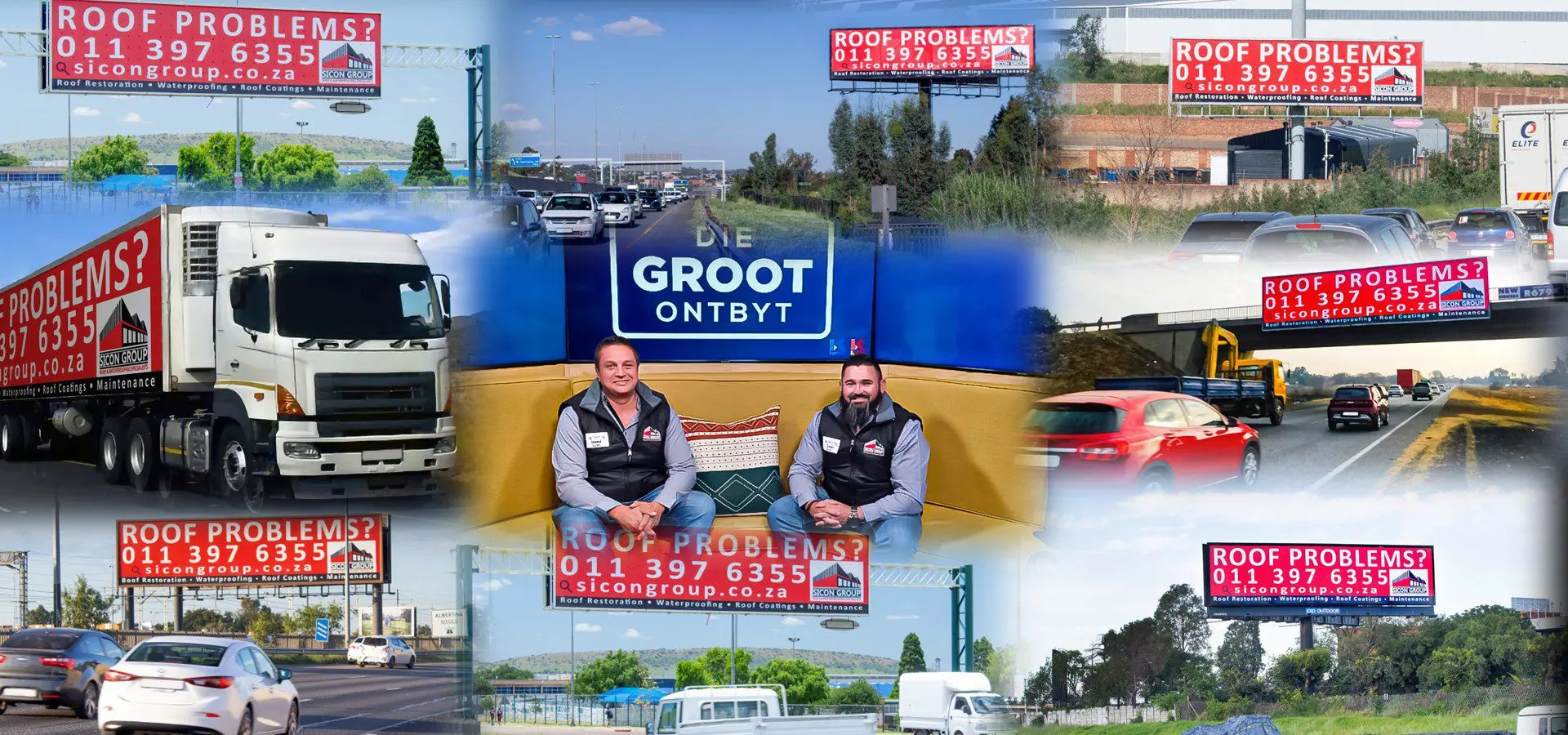 Collage of Sicon Group brand and exposure across Gauteng