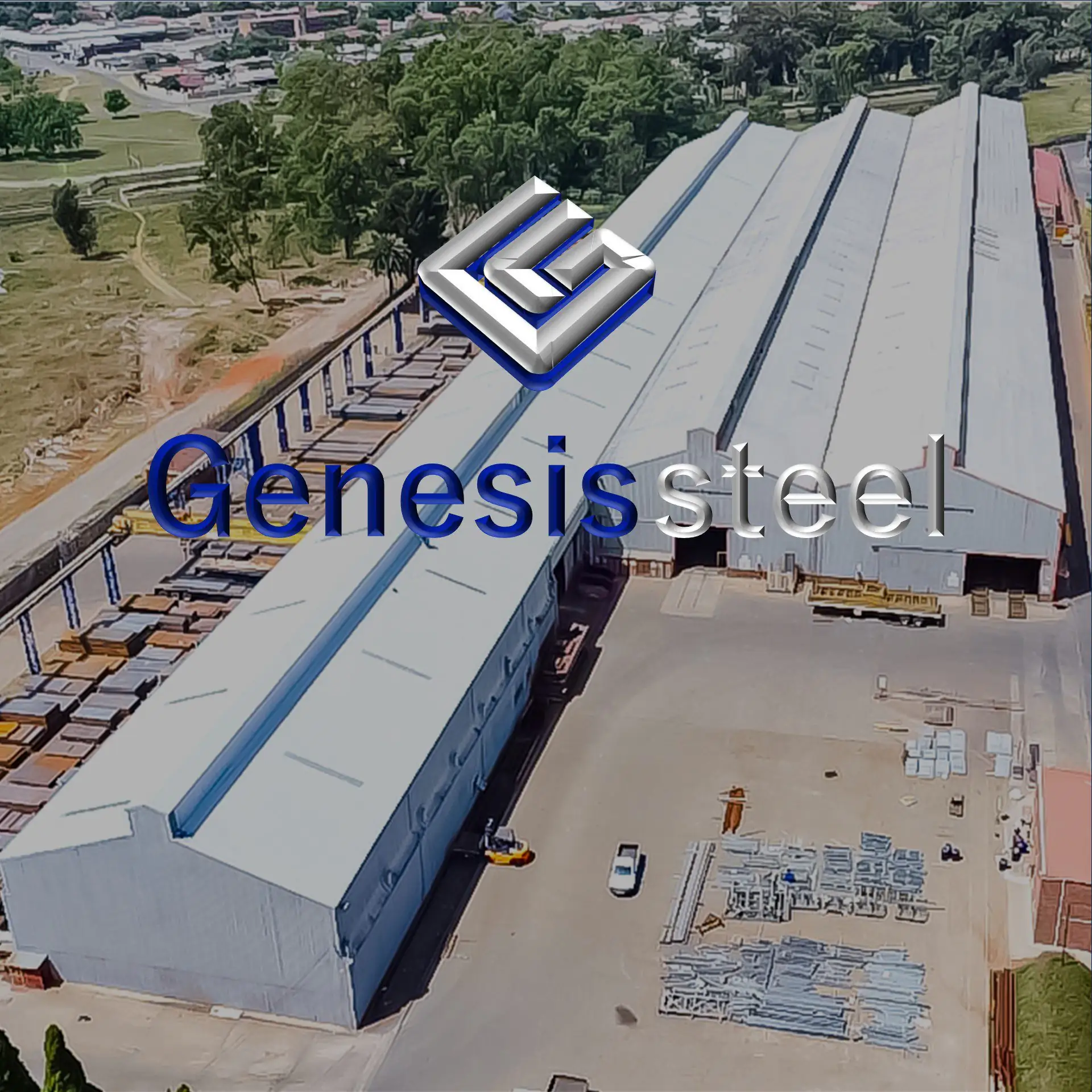 Aerial view of the Genesis Steel plant after Sicon Group roof restoration with new sheeting, gutters and downpipes, Gauteng