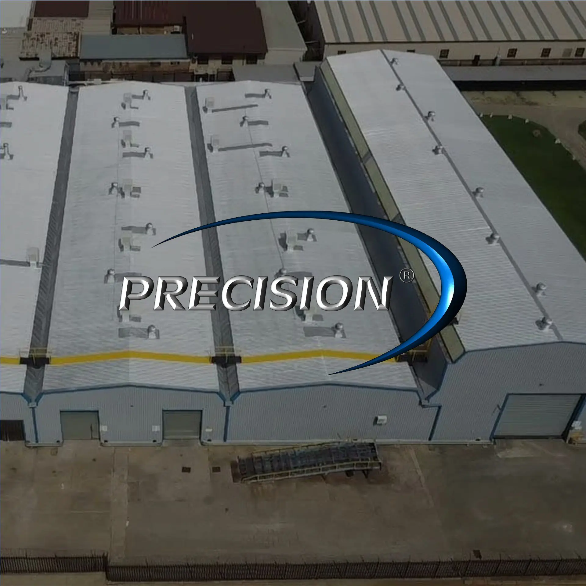 Aerial view of the Precision industrial facility roof restoration project by Sicon Group, Pretoria