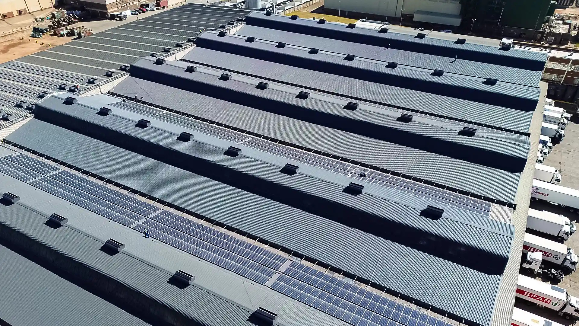 Aerial view of the completed Spar North Rand roof restoration and waterproofing project by Sicon Group, Gauteng