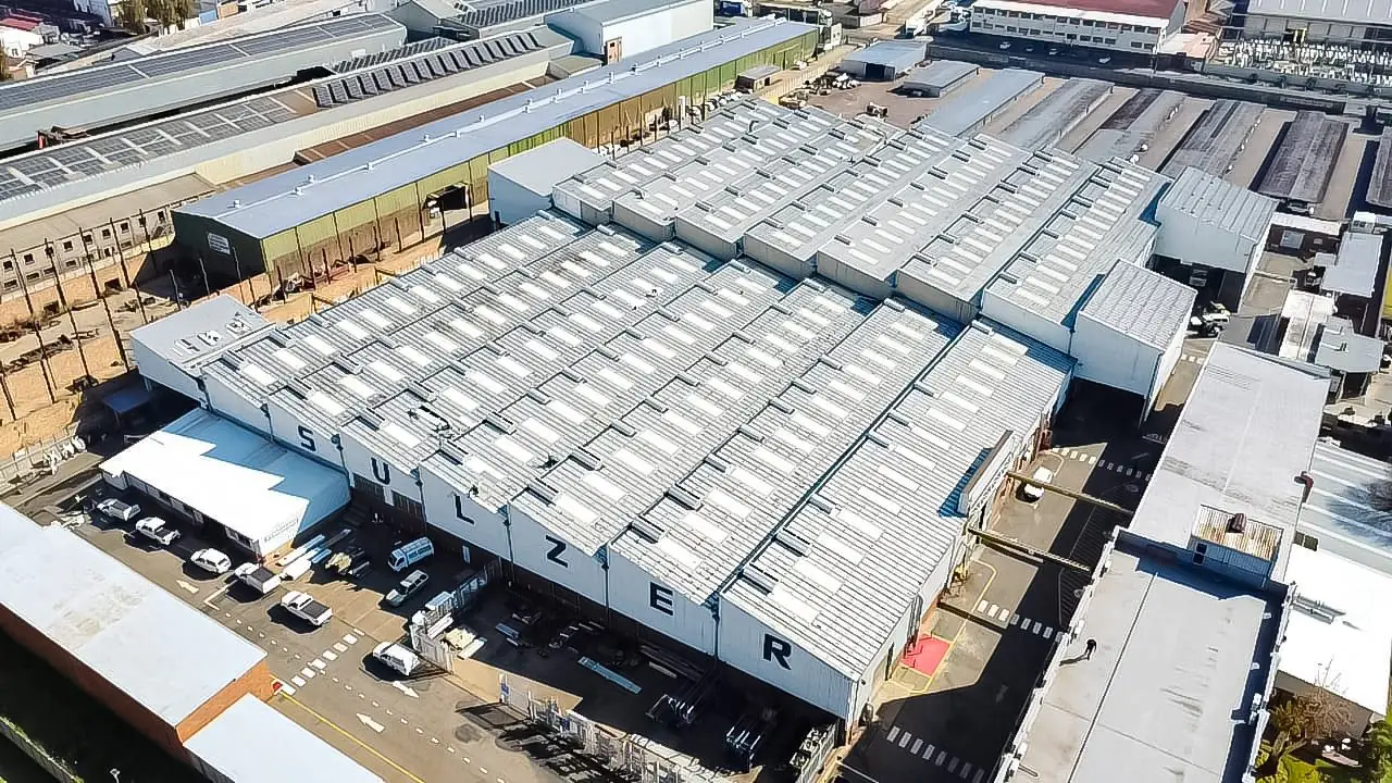 Before: the Sulzer Pumps factory roof prior to Sicon Group restoration and waterproofing, Johannesburg