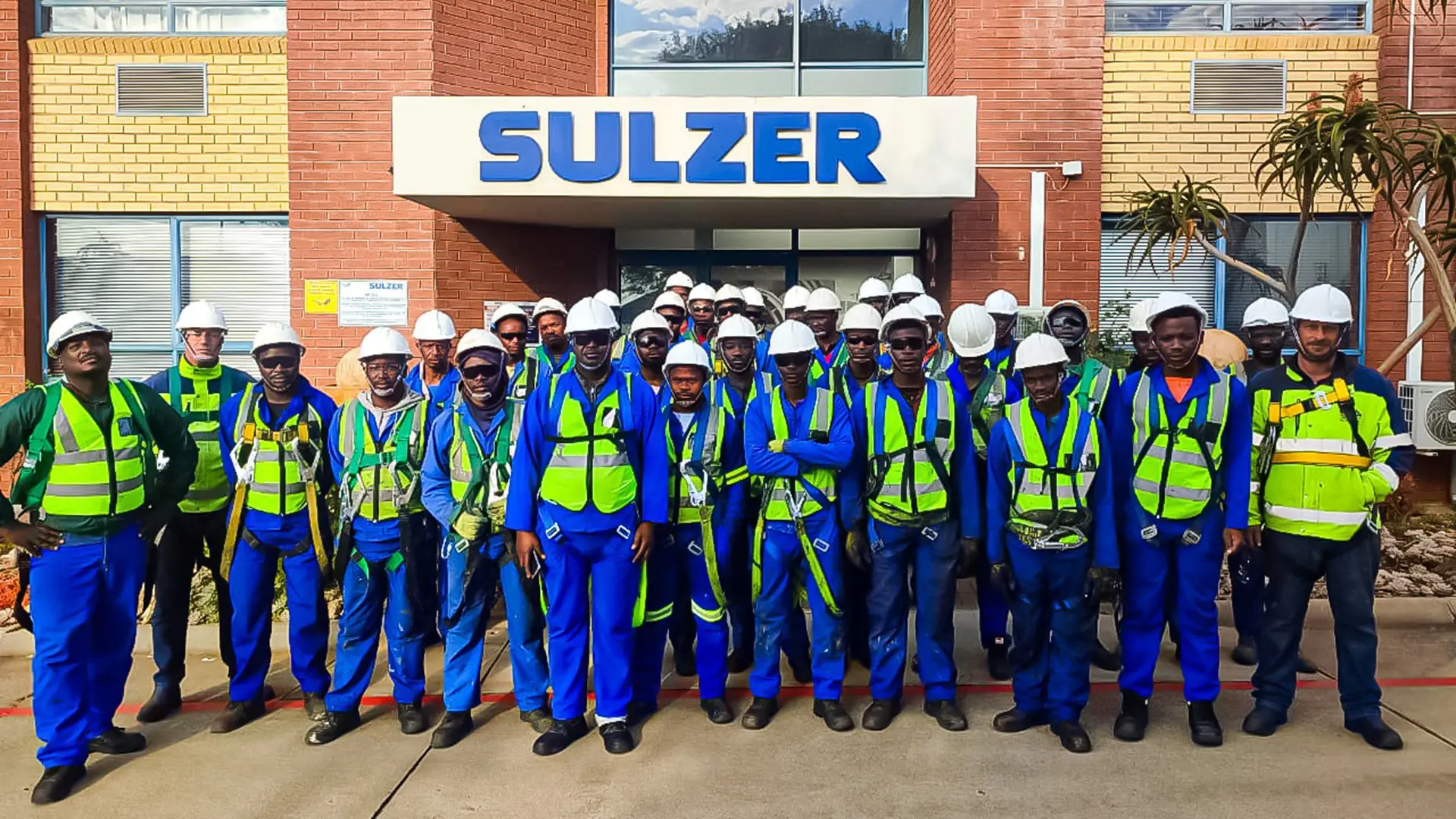 Sicon Group roofing team on site at the Sulzer Pumps facility during roof restoration and waterproofing, Gauteng
