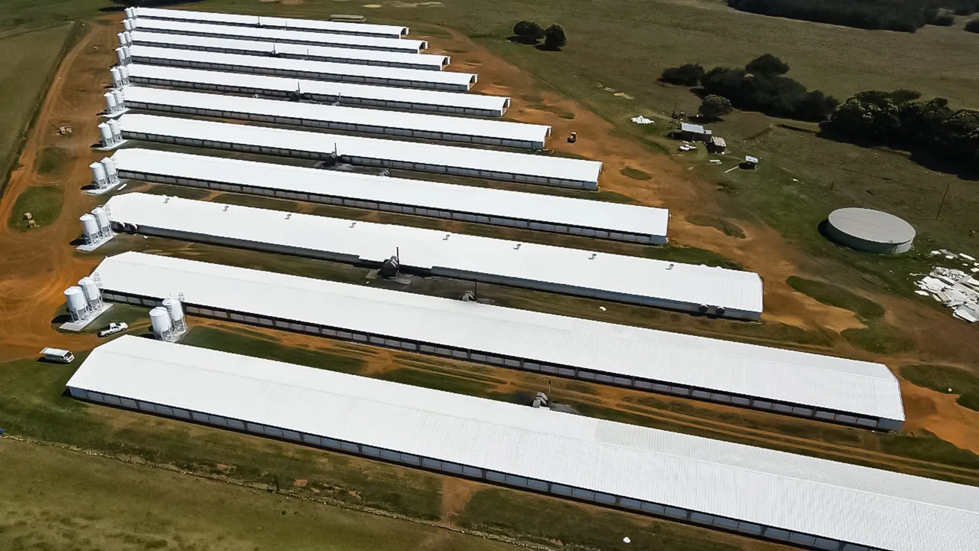 Aerial view of a large industrial building with a newly restored metal roof by Sicon Group in Johannesburg